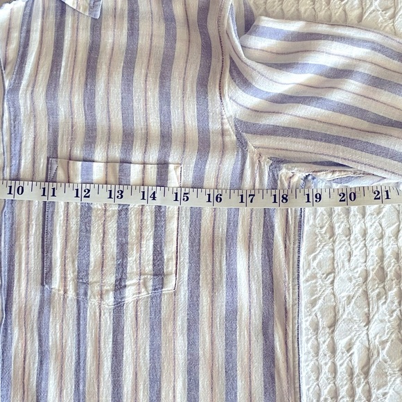 RAILS Linen Blend Charli Shirt Bacara Stripe Button Front Sz:XS - Picture 9 of 14